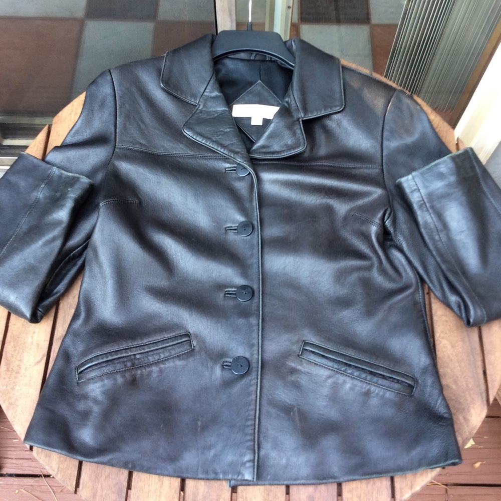 Lamb skin leather black Valerie Stevens S jacket